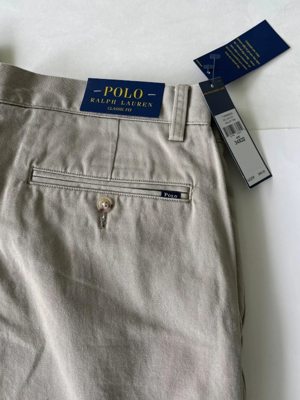 Polo Ralph Lauren Chino Pants Khaki Classic Fit Mens Size 34x32 NWT - Picture 6 of 12